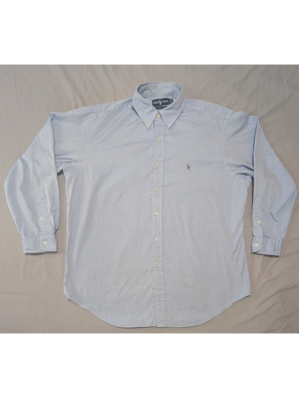 Ralph Lauren Yarmouth Men's 17/34 Blue Pinpoint Oxford Dress Shirt Button Down